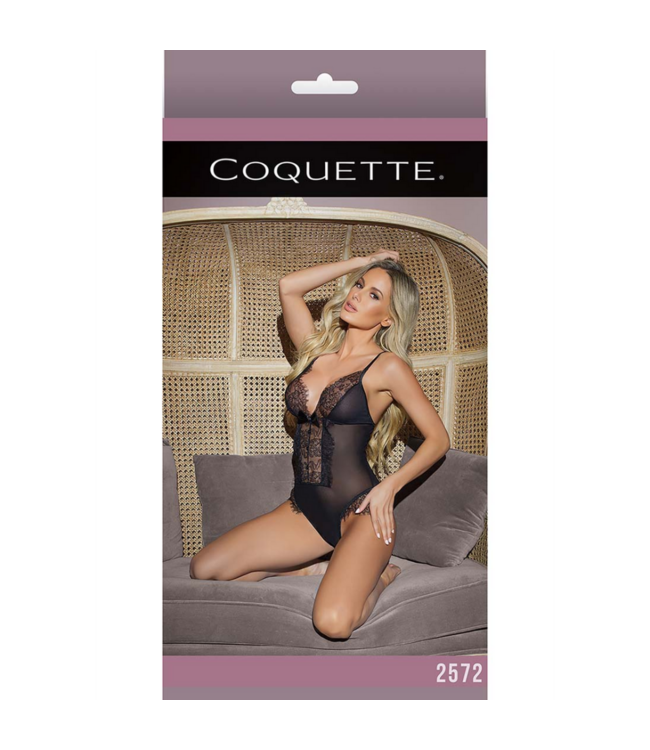 Transparent Crossless Lace Teddy - One Size