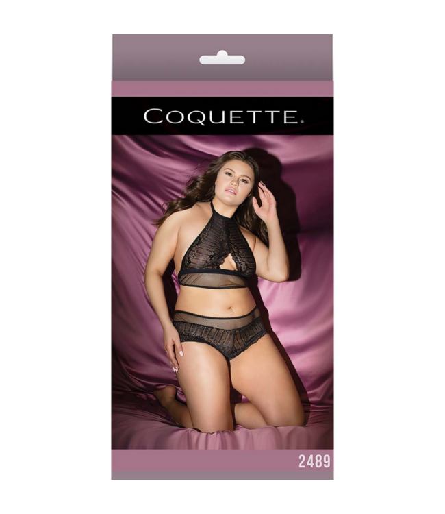 Fishnet Halter Top and Booty Shorts - Plus Size