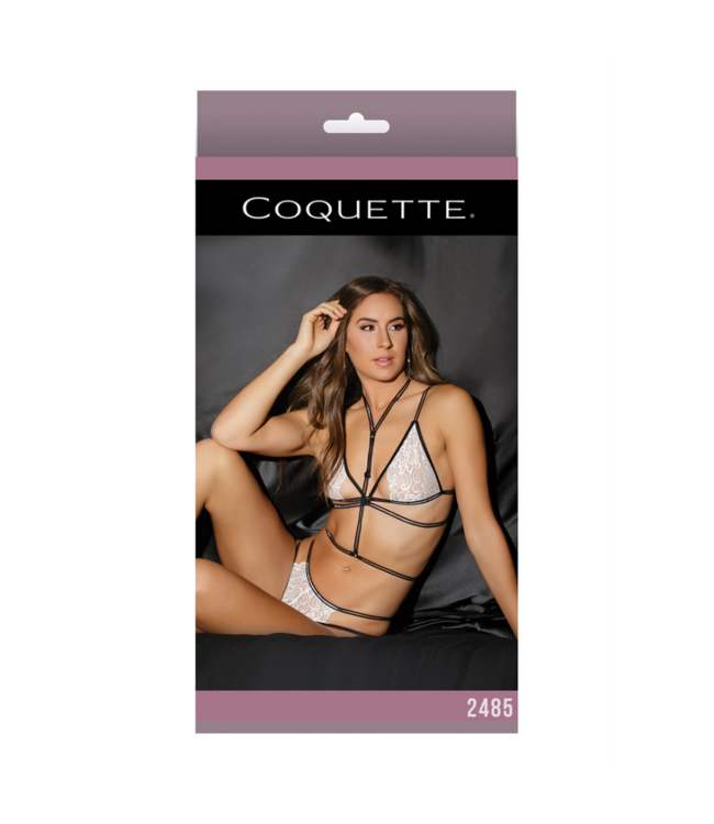 Lace Bralette, Panties and Crotchless Harness - One Size