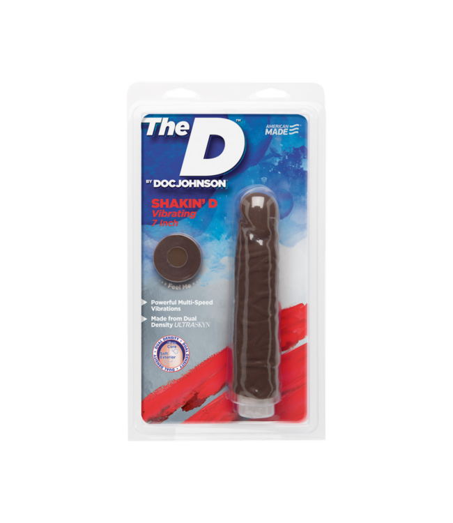 Shakin' D - Vibrating Realistic ULTRASKYN Dildo - 7 / 18 cm - Chocolate