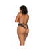 Dreamgirl Lace Tanga Panty with Open Crotch - 1X - Black