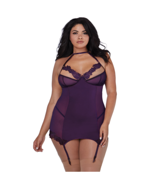 Dreamgirl Microfiber and Mesh Garter Slip - Plus Size