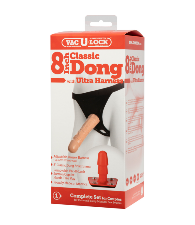Klassieke dildo met Ultra harnas - 20 cm - Vanille