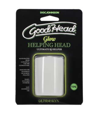 Doc Johnson Glow Helping Head - Masturbator Sleeve - Frost / Green Glow