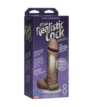 Doc Johnson Realistic Cock with Balls - Removable Vac-U-Lock Suction Cup - ULTRASKYN - 8 / 20 cm - Caramel