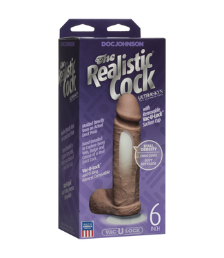 Doc Johnson Realistic Cock with Balls - Removable Vac-U-Lock Suction Cup - ULTRASKYN - 6 / 16 cm - Caramel
