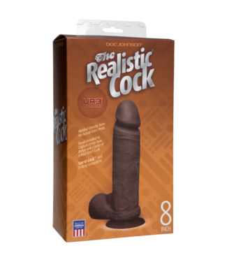 Doc Johnson Realistic Cock with Balls - Removable Vac-U-Lock Suction Cup - ULTRASKYN - 8 / 20 cm - Chocolate