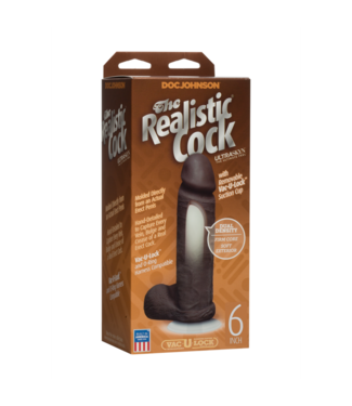 Doc Johnson Realistic Cock with Balls - Removable Vac-U-Lock Suction Cup - ULTRASKYN - 6 / 16 cm - Chocolate