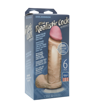 Doc Johnson Realistic Cock with Balls - Removable Vac-U-Lock Suction Cup - ULTRASKYN - 6 / 16 cm - Vanilla