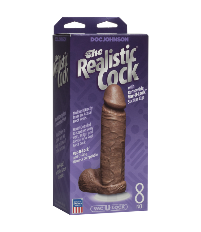 Realistic Cock with Balls - Removable Vac-U-Lock Suction Cup - 8 / 20 cm - Caramel