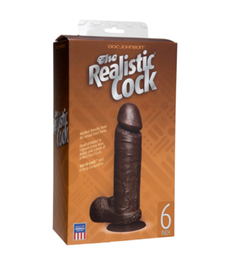 Doc Johnson Realistic Cock with Balls - Removable Vac-U-Lock Suction Cup - 6 / 16 cm - Chocolate