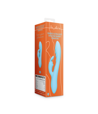 Loveline by Shots Ribbed Ultra Soft Silicone Rabbit Vibrator - Glacial Blue