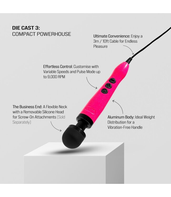 Die Cast 3 Compact Wand Massager - Hot Pink