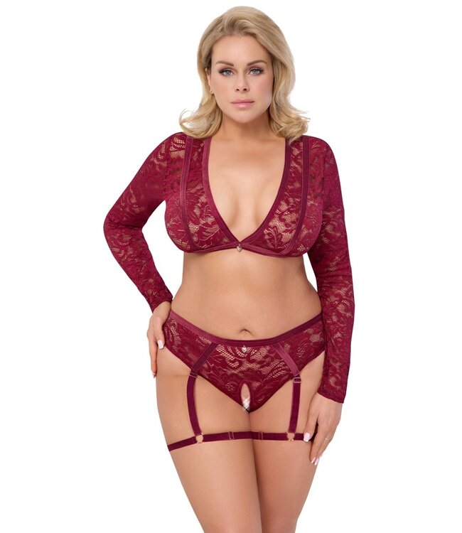 Red Lace Top And Briefs Set