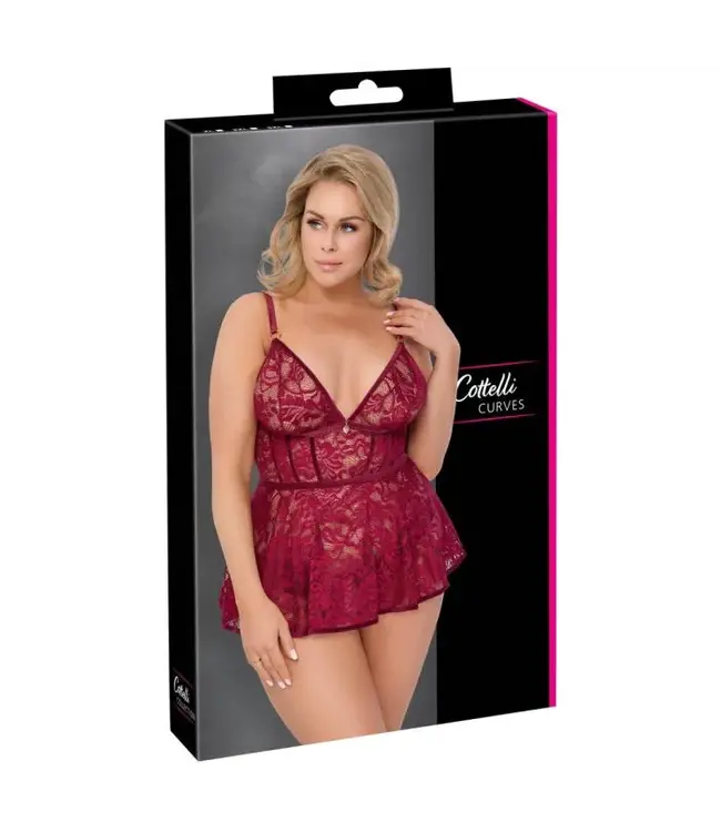 Babydoll And Slip Ouvert Red