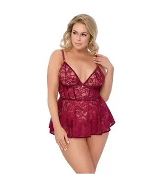 Cottelli CURVES Babydoll And Slip Ouvert Red