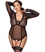 Cottelli CURVES Open Kruis Bodysuit Zwart