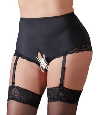 Cottelli CURVES Crotchless Briefs with Suspender Straps
