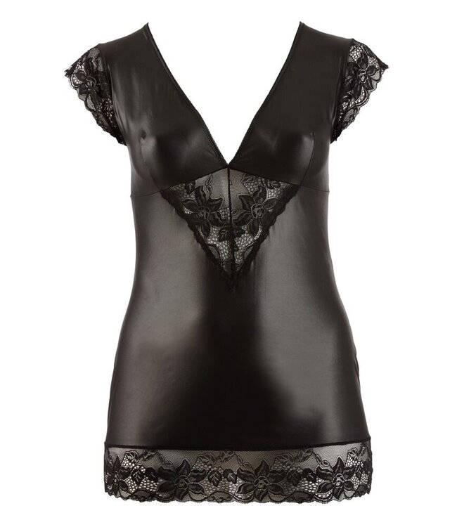 Curvy Wetlook Dress With Lace