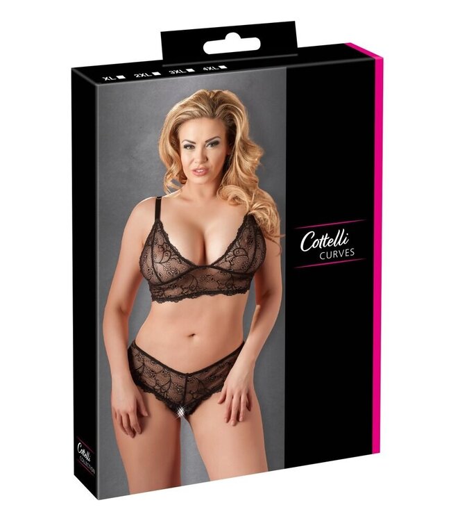 Lace Bra & Crotchless G-string Plussize