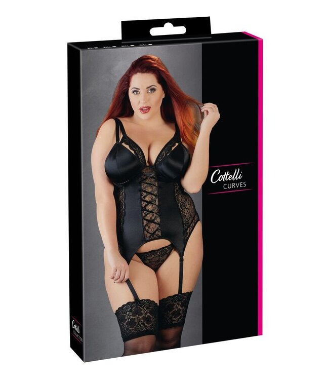 Sexy Garterbelt Top With Open Cups Plussize