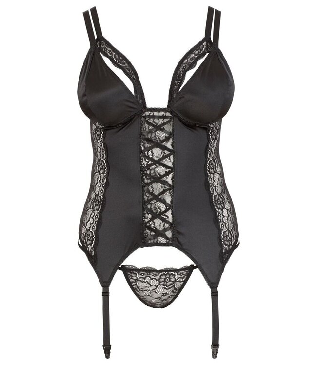 Sexy Garterbelt Top With Open Cups Plussize