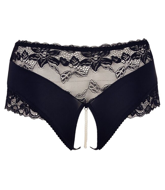 Lace Pearl Briefs With Open Crotch Plussize