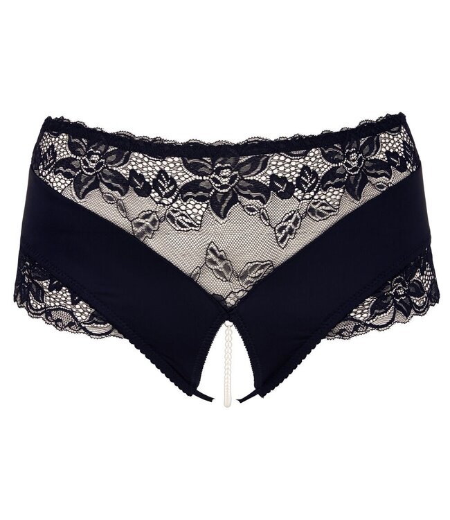 Lace Pearl Briefs With Open Crotch Plussize