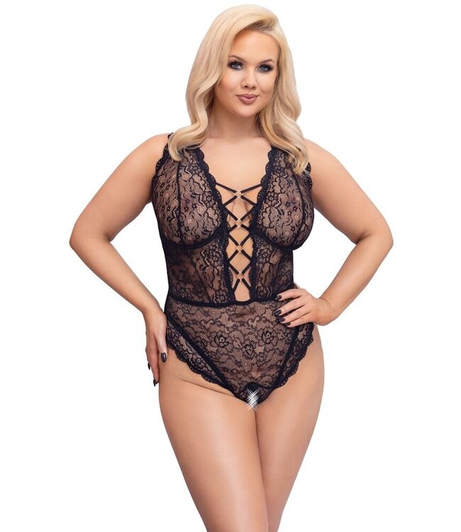 Curvy Delicate Lace Body With Open Crotch