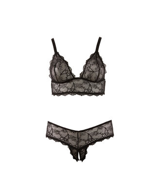 Cottelli Collection Bra and crotchless G-string