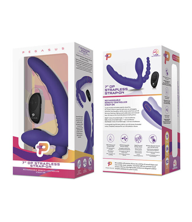 Pegasus - 7” Remote Control Strapless D.P. Silicone Strap on