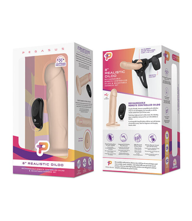 Pegasus - 8” Realistic Silicone Dildo With Harness Included