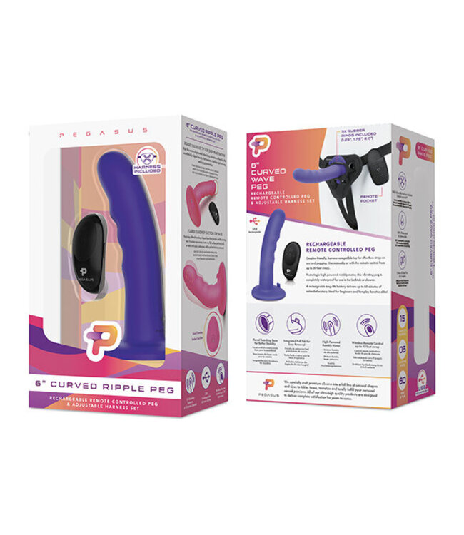 Pegasus - 6 Curved Wave Silicone Peg with harness included