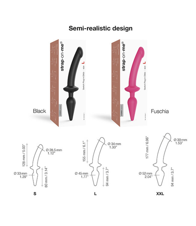 Strap-On-Me - Switch Plug-in Semi-Realistic Dildo Black L