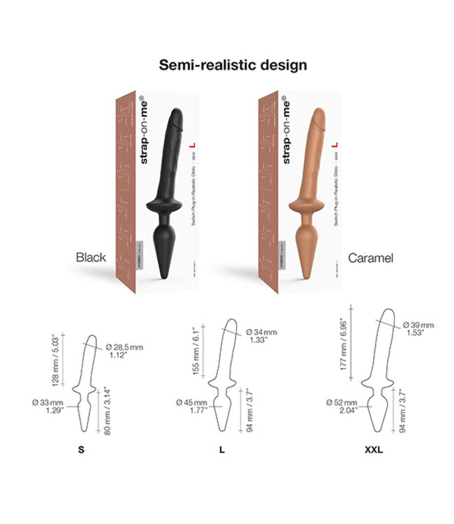 Strap-On-Me - Switch  Plug-in Realistic Dildo Caramel S