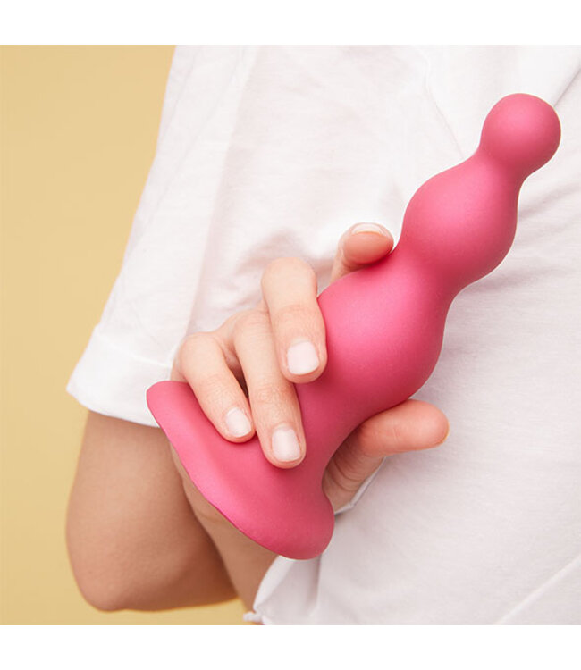 Strap-On-Me - Dildo Plug Beads Metallic Raspberry Pink L