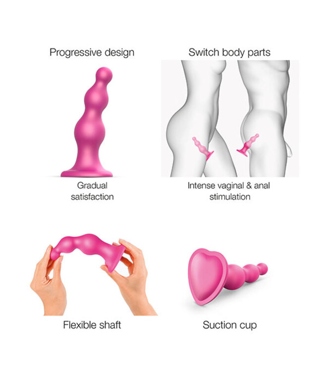 Strap-On-Me - Dildo Plug Beads Metallic Raspberry Pink L