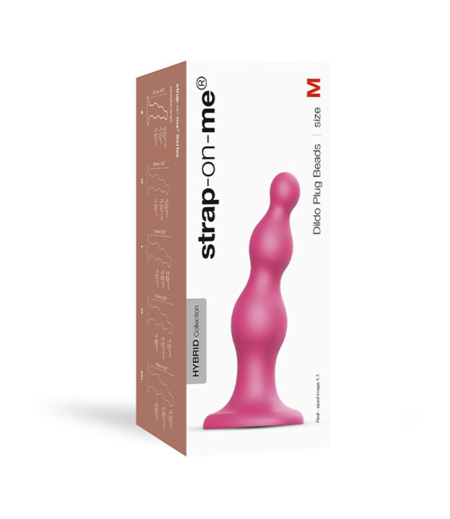 Strap-On-Me - Dildo Plug Beads Metallic Raspberry Pink M