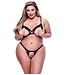 Baci Lingerie BACI 2PC PEEKABOO BRA & CROTCHLESS OPEN BACK PANTY SET BLACK, QS
