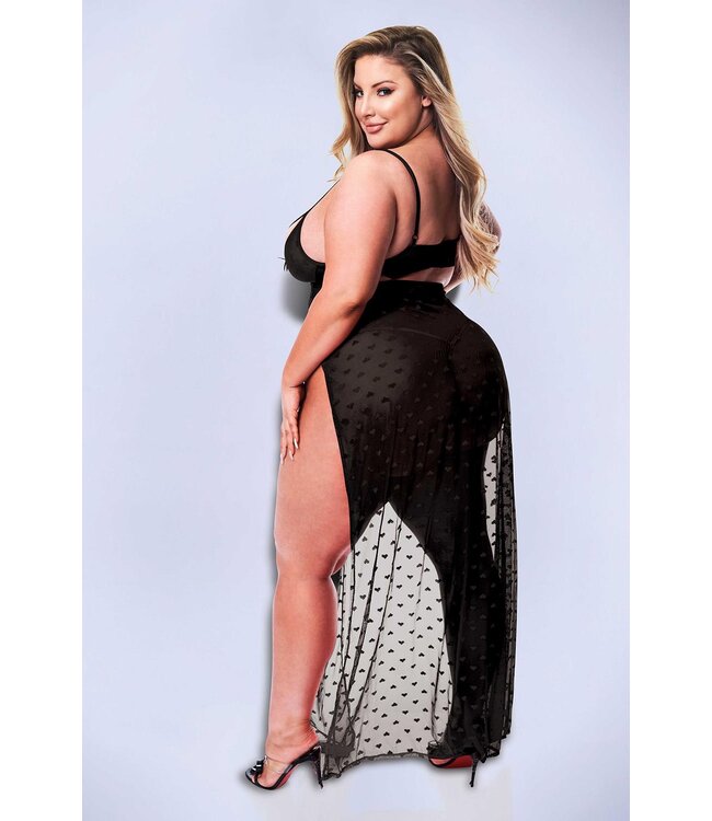 BACI 2PC MESH GOWN & G-STRING SET BLACK, QS