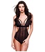 Baci Lingerie BACI SEXY CROTCHLESS MESH TEDDY BLACK, S/M