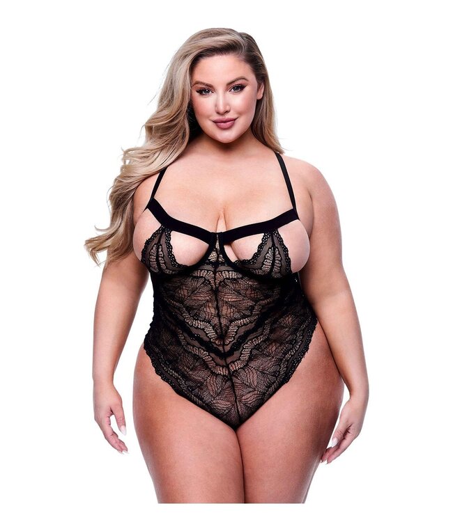 SEXY STRAPPY LACE TEDDY BLACK, QS