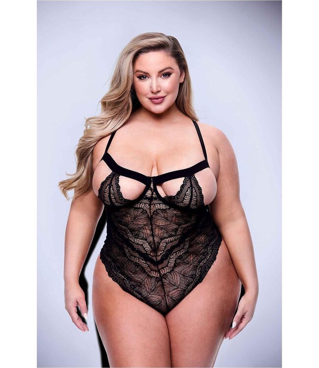 SEXY STRAPPY LACE TEDDY BLACK, QS