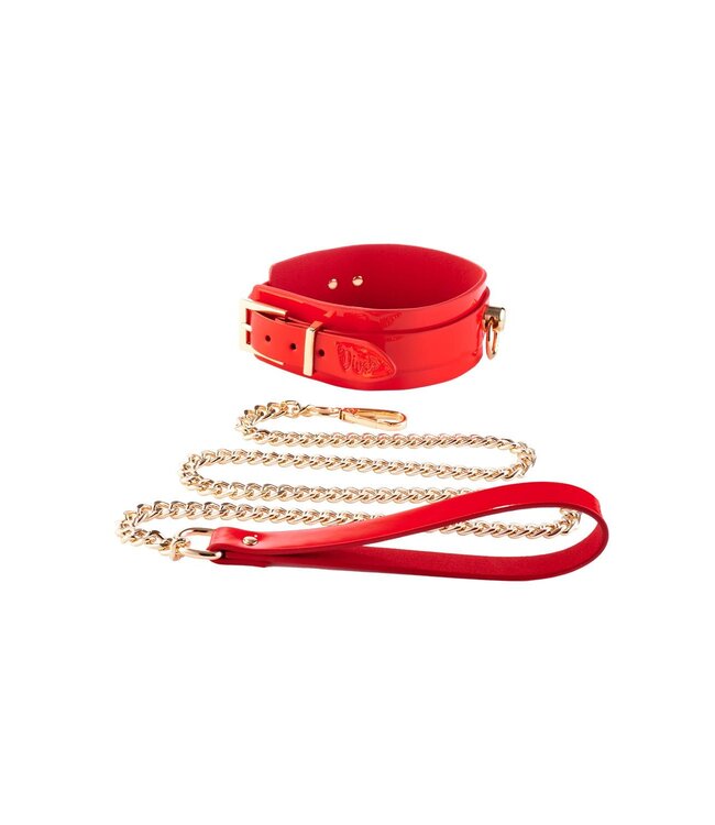 KINKY DIVA O-RING COLLAR + LEASH RED/GOLD