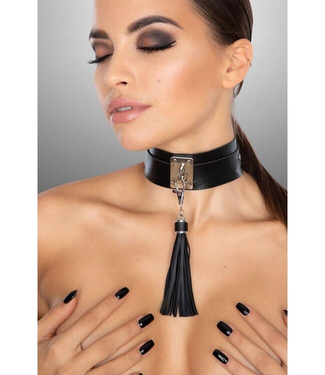 KINKY DIVA TEASING TASSEL COLLAR BLACK/SILVER