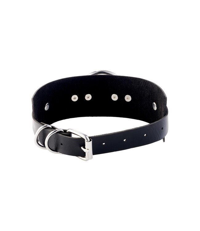 KINKY DIVA O-RING FRONT COLLAR BLACK/SILVER