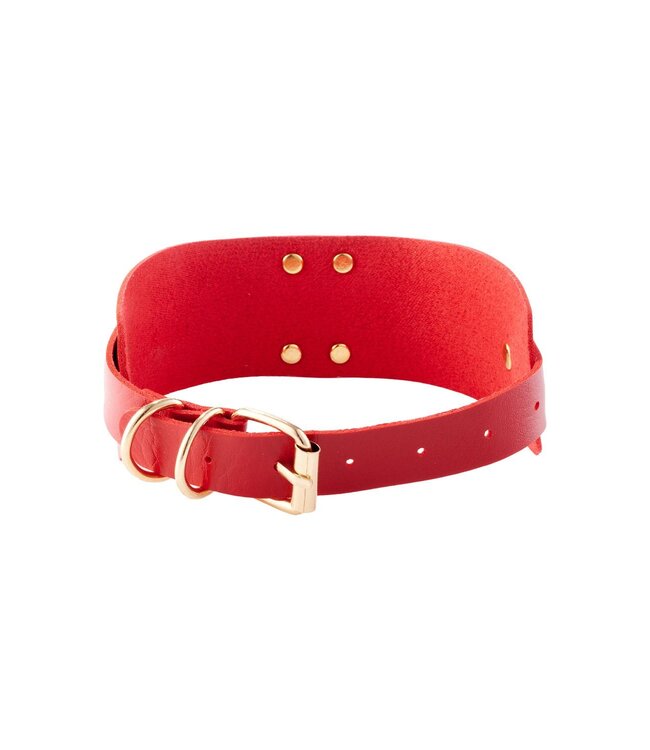 KINKY DIVA HEART LOCK & KEY COLLAR RED/GOLD