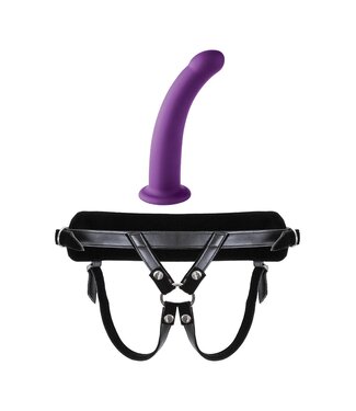 VIRGITE  UNIVERSAL HARNESS WITH PURPLE DILDO SIZE L PURPLE