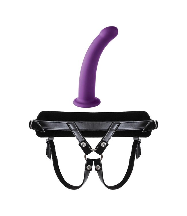 VIRGITE  UNIVERSAL HARNESS WITH PURPLE DILDO SIZE L PURPLE