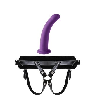 VIRGITE  UNIVERSAL HARNESS WITH PURPLE DILDO SIZE M PURPLE